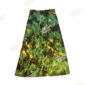 Women's Reclaimed Vintage Green Yellow Leaf Print Maxi Skirt Size 10
